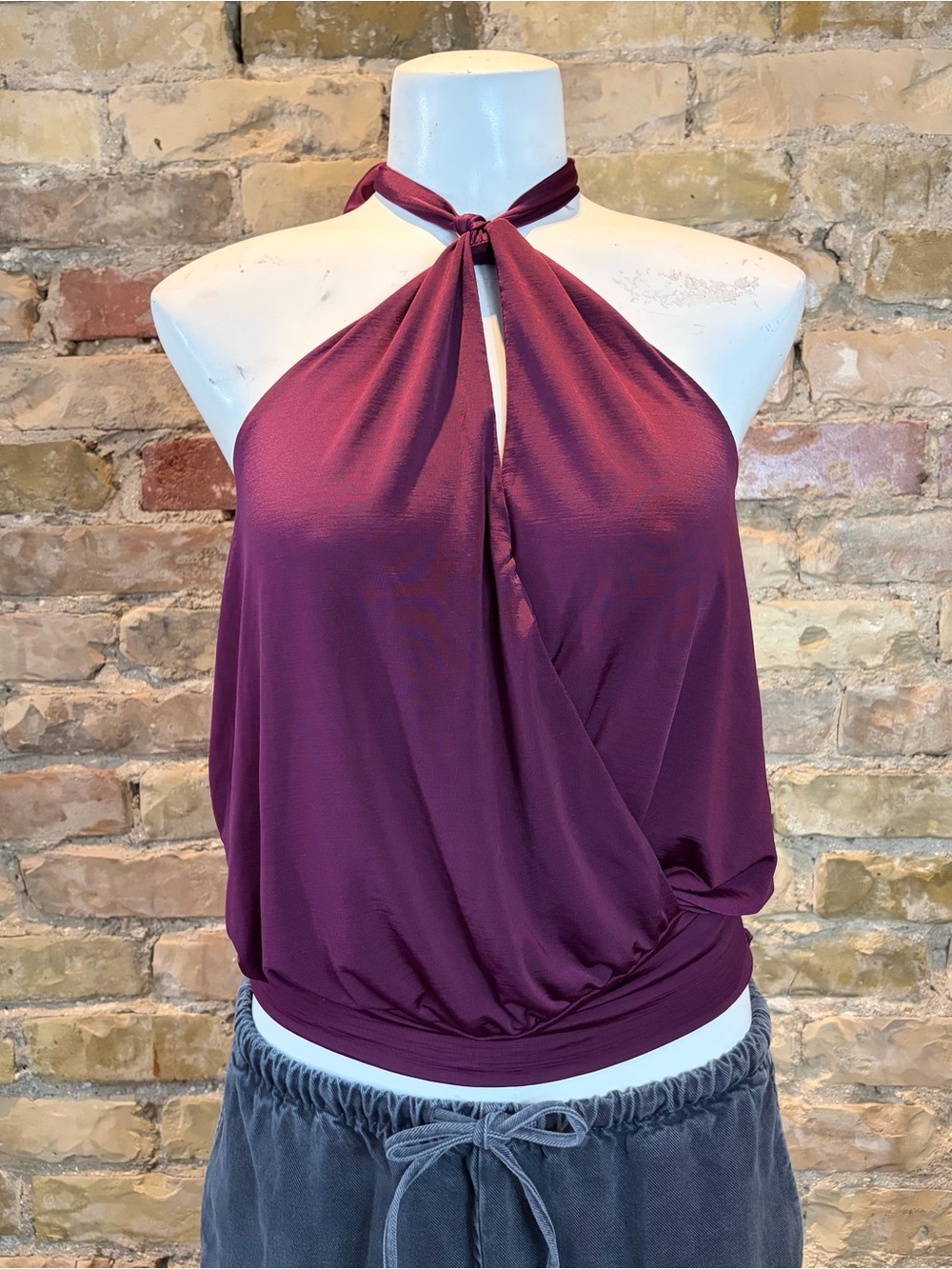 Halter Neck Top — Plum - burgundy